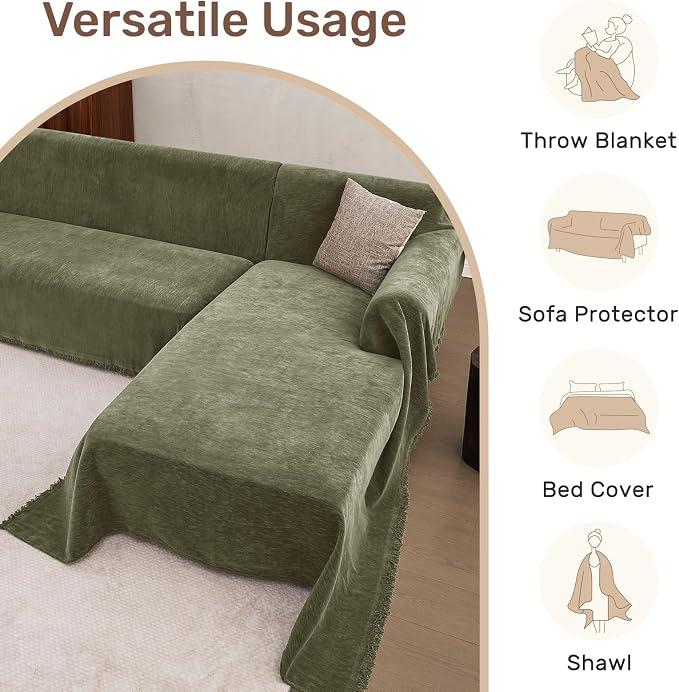 Sectional Couch Covers, 2 Pieces Washable L Shaped Couch Covers Sofa Blanket - Image 5
