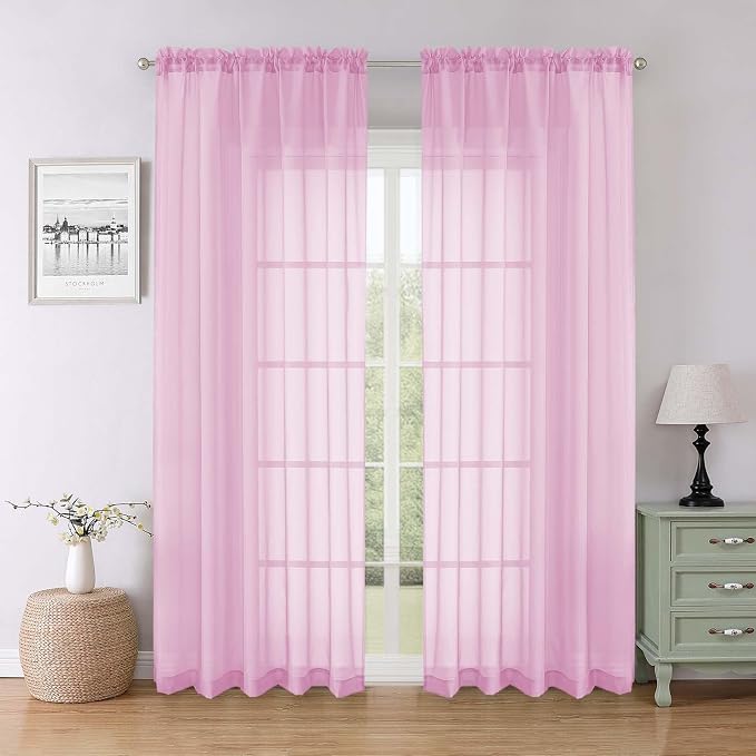 Lecloud Light Pink Sheer Curtains by Lecloud