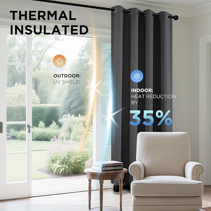 Joydeco Blackout Curtains 108 Inches Long 1 Panel, Thermal Insulated Long - Image 4