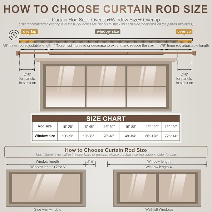 Lootkell 2 Pack Modern Gold Curtain Rods - Image 7