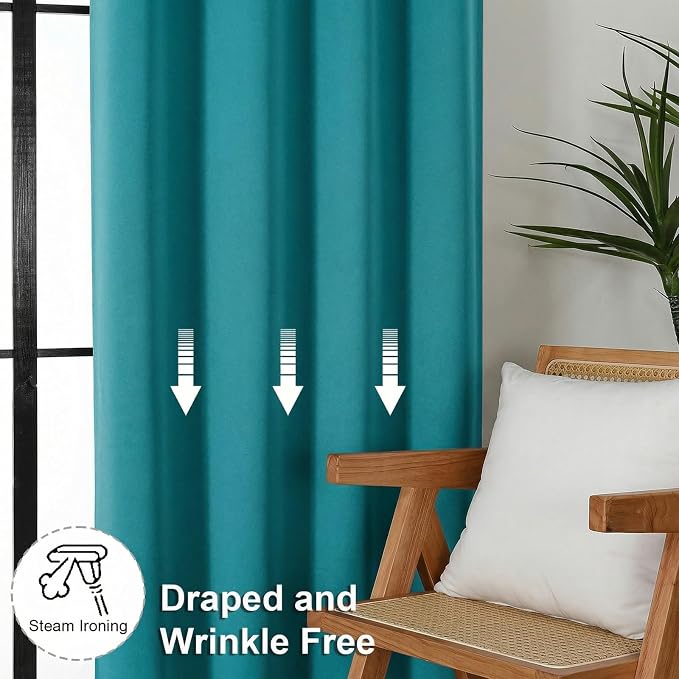 Simplebrand Ava Teal Blackout Curtains - Image 7
