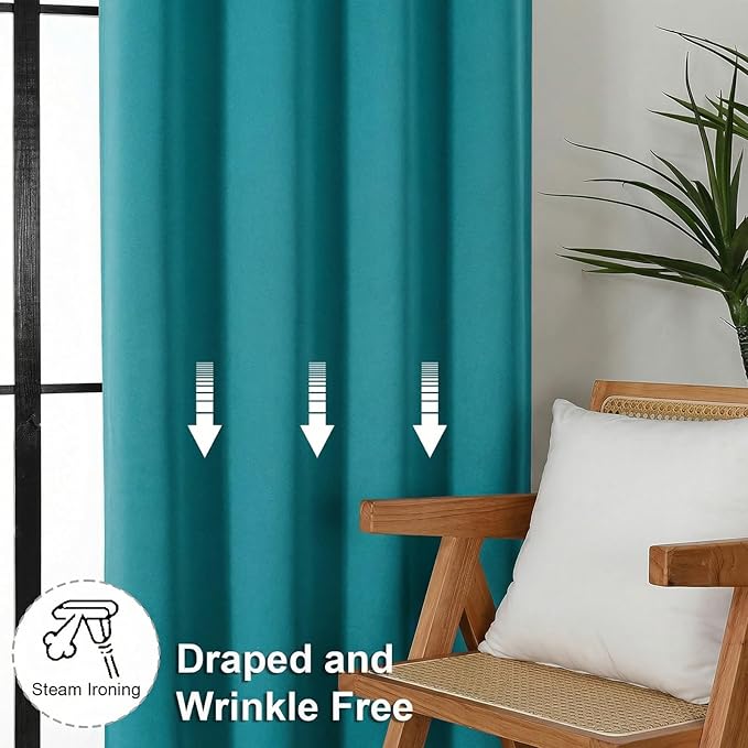 Simplebrand Ava Teal Short Blackout Curtains - Image 7