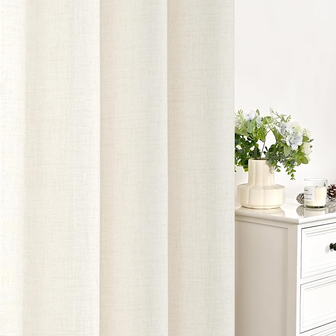 YoungsTex Ivory Linen Curtains 63 Inch Length - Image 7