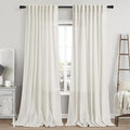 Cream Linen 102 Inch Long Curtains by Nanspring