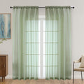 OVZME Sage Green Sheer Curtains 72 Inches Long 2 Panels Set, Light Filtering by OVZME