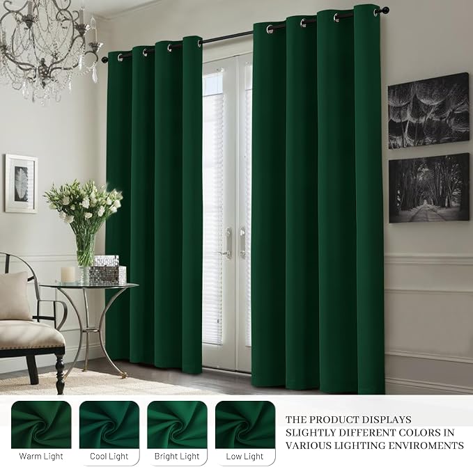 Yakamok 100% Blackout Curtain Panels 84 inches Cold and Light Blocking Drapes - Image 7