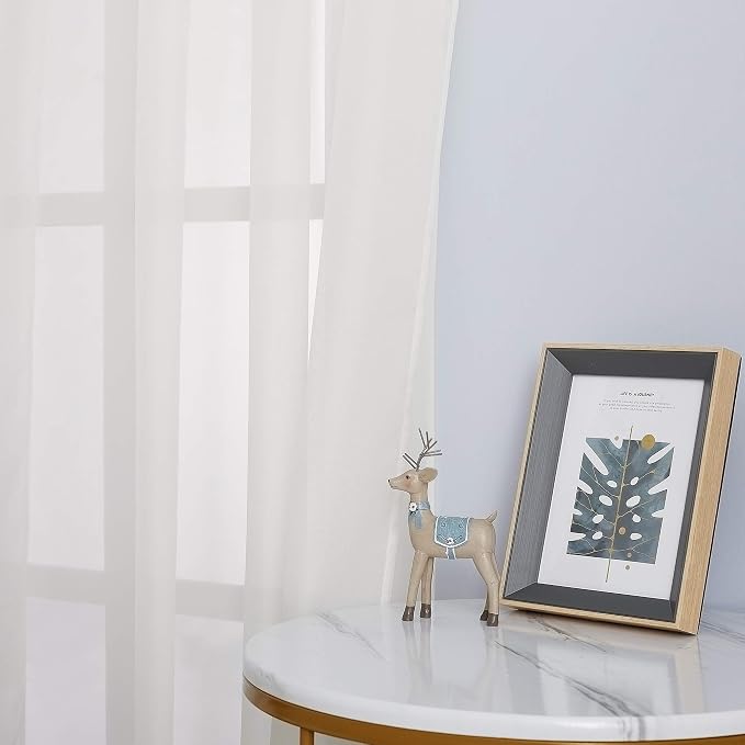 NICETOWN Patio Door Sheer Curtains 96 inch Length, Ring Top Voile Textured Airy - Image 3