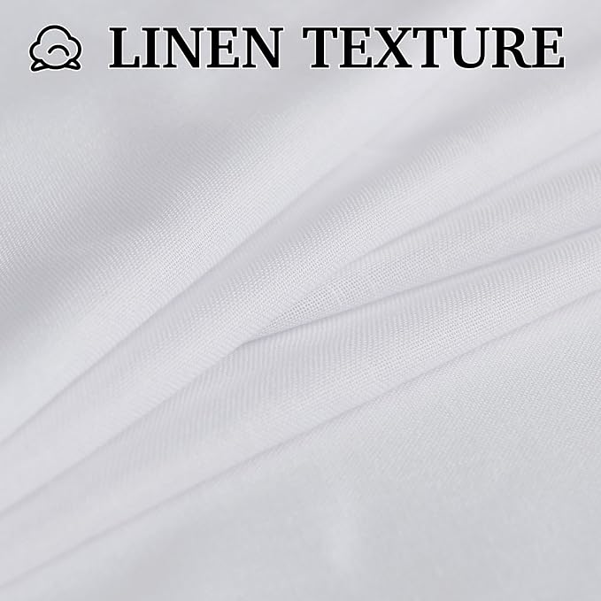 RYB HOME White Linen Curtains 90 inches Long, Semi Sheer Light Filtering Back - Image 5