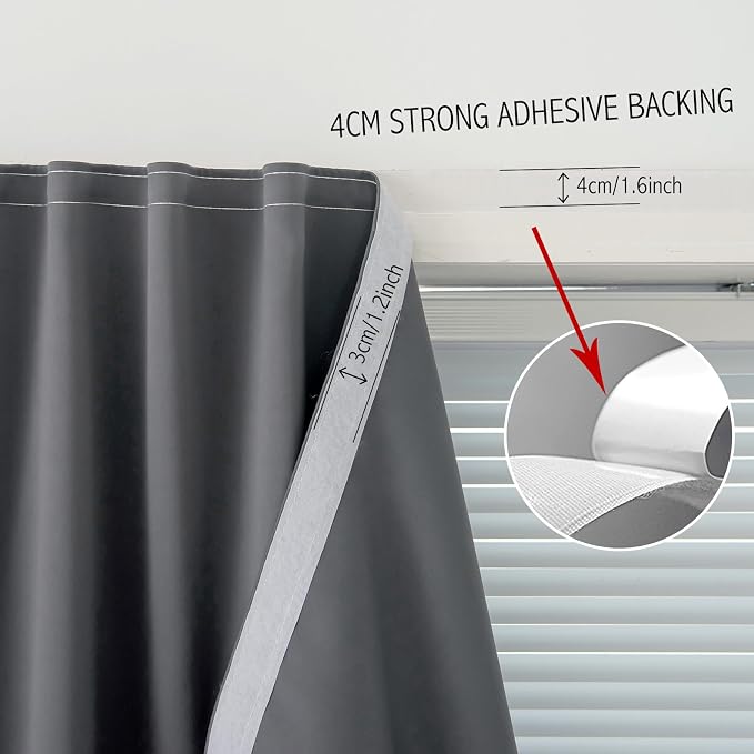 Magic Tape Blackout Curtains for Bedroom No Drillng Self Adhesive Curtains No - Image 8