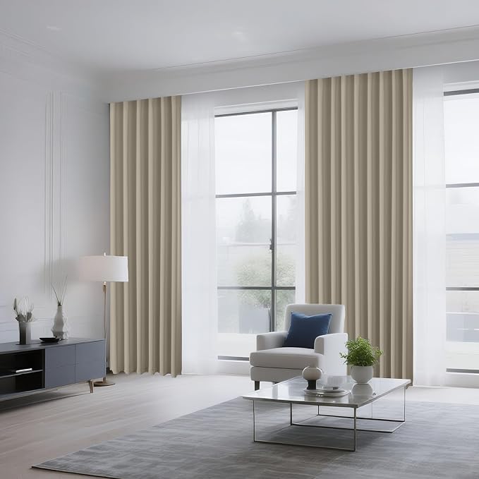 CUCRAF Light Beige Blackout Curtains Customize, Rod Pocket Room Darkening - Image 8