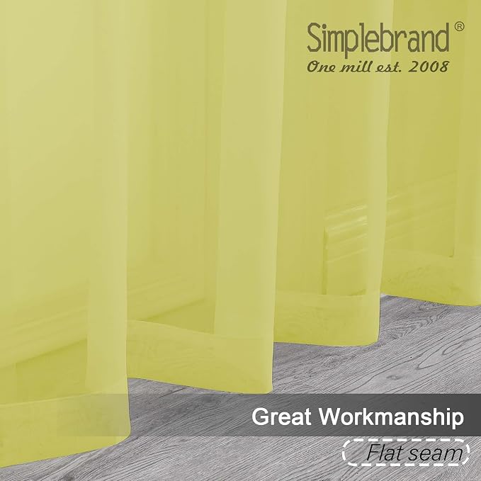 Simplebrand Lemon Sheer Curtains 96 Inches Long, Light Filtering Rod Pocket - Image 2