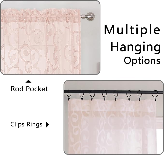 OWENIE Furman Sheer Curtains 45 Inch Length 2 Panels Set - Image 4