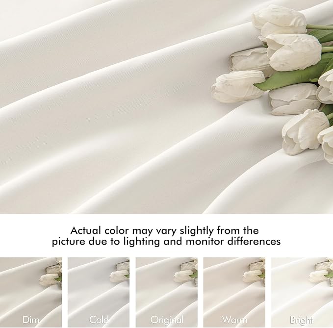 MIULEE Ivory Back Tab Blackout Curtains 102 Inch Long 2 Panels Set - Image 8
