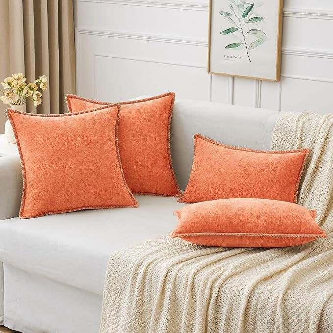 MIULEE Pack of 2 Couch Throw Pillow Covers 20x20 Inch Coral Red Farmhouse - Image 5