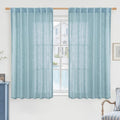 LAMIT Stone Blue Linen Curtains 54 Inch Length 2 Panels, Light Filtering Panels by LAMIT