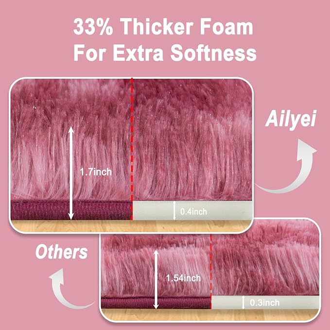 Soft Runner Rugs for Bedroom Hallways, 2x4 Tie-Dyed Blush Pink Fluffy Shag - Image 2