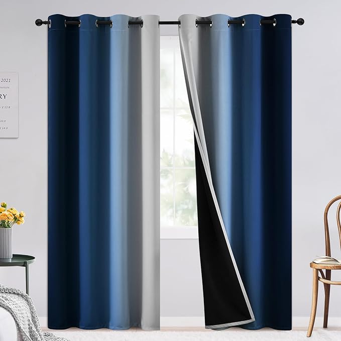 SimpleHome Blue Ombre 100% Blackout Curtains by SimpleHome