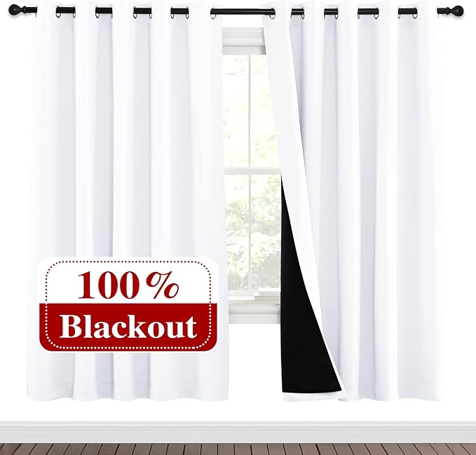 NICETOWN 100% Blackout Window Curtain Panels, Full Light Blocking Drapes - Image 2