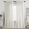 Linen Curtains 84 inches Long for Bedroom Back Tab Light Filtering Privacy by Nanspring