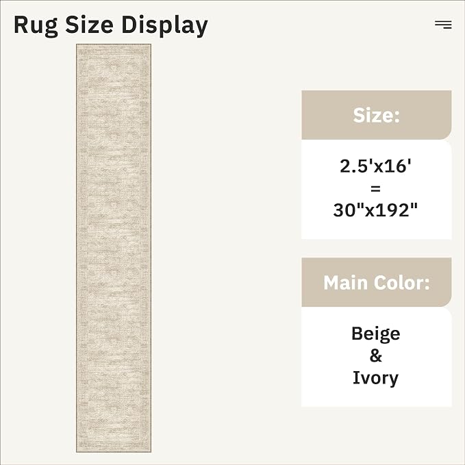 Runner Rug 2'6" x 16' Washable Non-Slip 2.5x16 ft Long Runner Rugs - Image 5