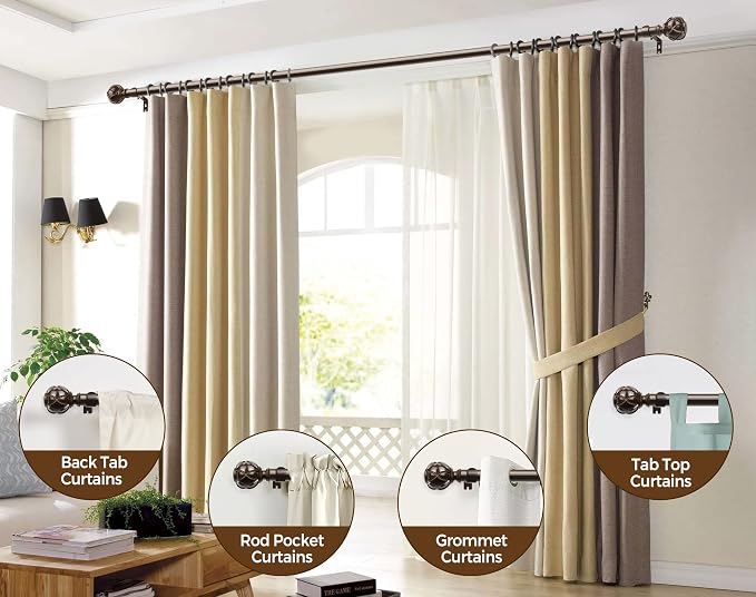 KAMANINA 1 Inch Curtain Rod Telescoping Single Drapery Rod 28 to 48 Inches - Image 4