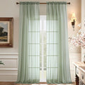Aiyufeng Sheer Sage Green Curtains 120 Inches Long, Extra Long Rod Pocket Solid by Aiyufeng