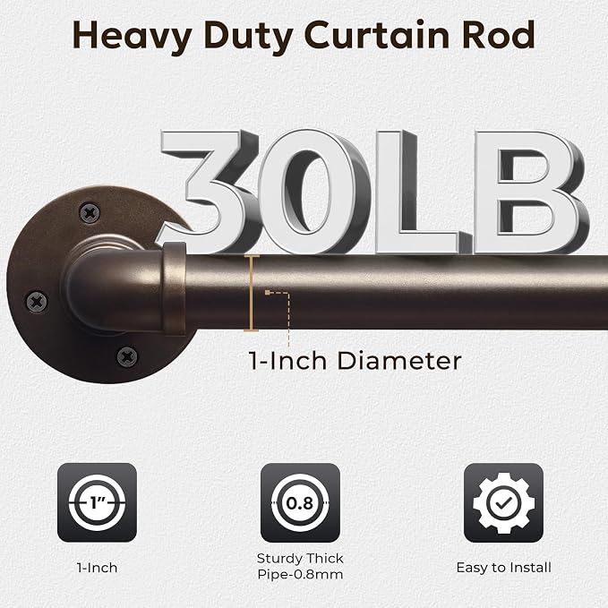 Zeerobee Curtain Rods for Windows 48 to 84, 1 Inch Industrial Wrap Around - Image 4