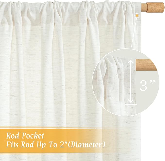 LAMIT Faux Linen 63 Inch Curtains - Image 3