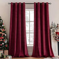 MIULEE Christmas Burgundy Velvet Curtains Solid Soft Red Blackout Curtain by MIULEE