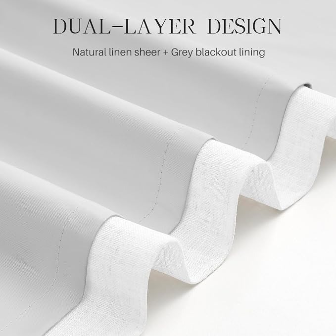 Pinch Pleated Linen White Blackout Curtains 102 Inches Long - Image 6