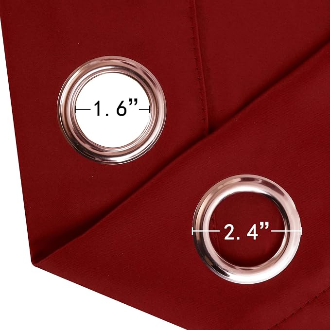 LEMOMO Blackout Curtains 66 x 72 Inch Long Red Curtains Set of 2 Panels Room - Image 5