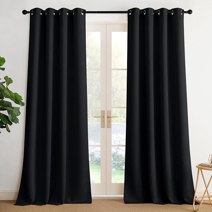 NICETOWN Blackout Curtains Grommet 2 Panels Black Drapes 95Inches Long by NICETOWN