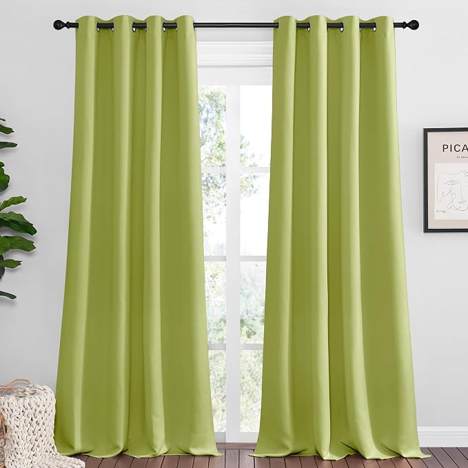 NICETOWN Fresh Green Blackout Curtains 102 inches Length by NICETOWN
