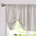 jinchan Tie Up Linen Textured Striped Bow Tie Curtain by JINCHAN
