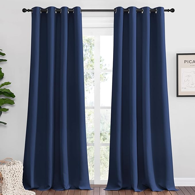 NICETOWN Navy Blackout Curtains 108" Long by NICETOWN