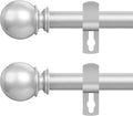 Silver Curtain Rods for Windows 48 to 84 or 88 Inches Max-2 Pack 5/8'' Metal by Poskena