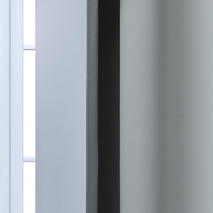 Yakamok Gray and Greyish White Thermal Insulated Grommet Light Blocking Window - Image 7