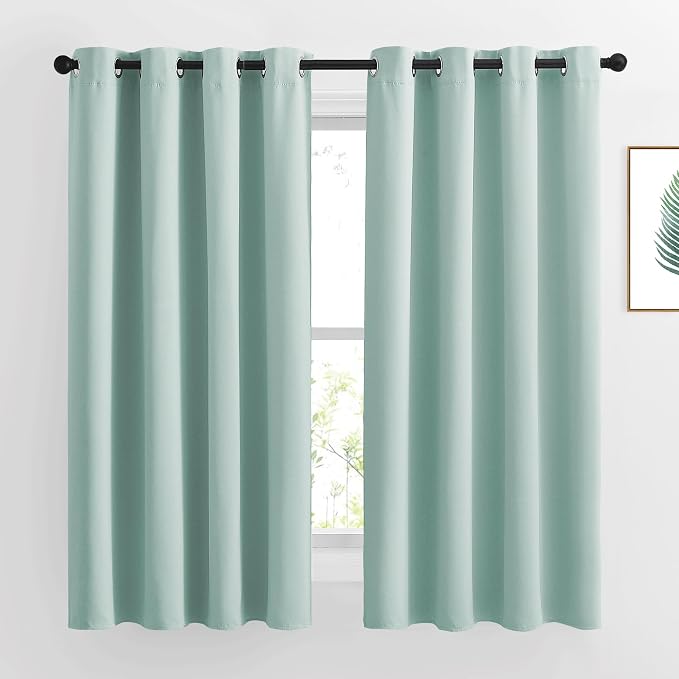 NICETOWN Aqua Blue Blackout Curtains 63 inches Long by NICETOWN