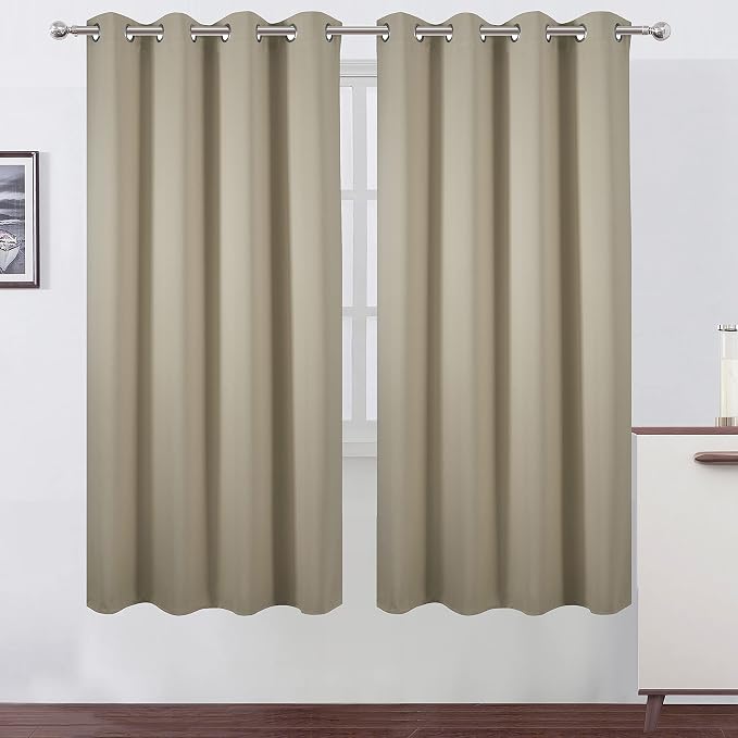 LEMOMO Beige Thermal Blackout Curtains/52 x 72 Inch/Set of 2 Panels Room by Lemomo