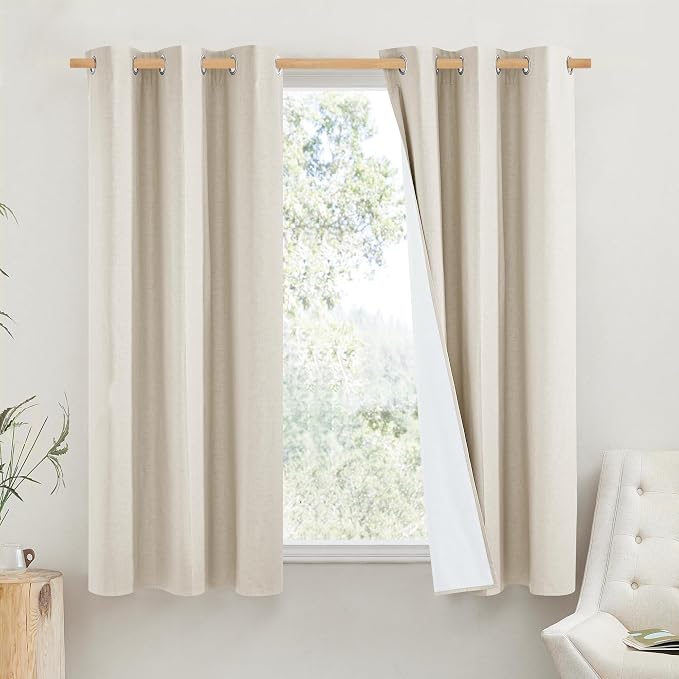 NICETOWN Linen Blackout Cold Blocking Curtains 63" Long by NICETOWN