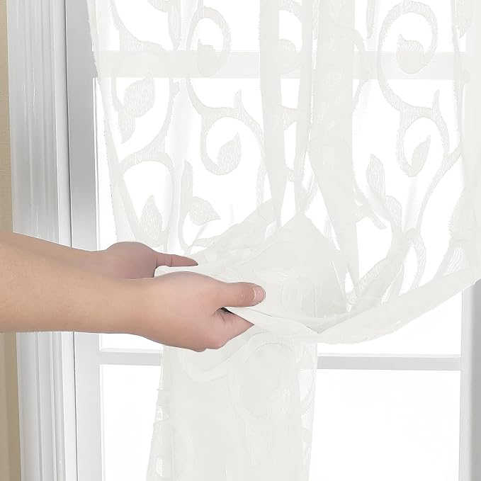 OWENIE Furman Ivory Sheer Curtains 90 inches Long - Image 5