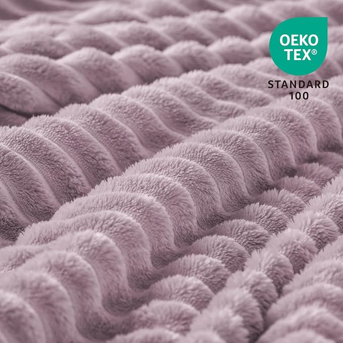 BEDELITE Fleece Blanket Twin Size – 3D Ribbed Jacquard Soft and Warm Decorative - Image 3