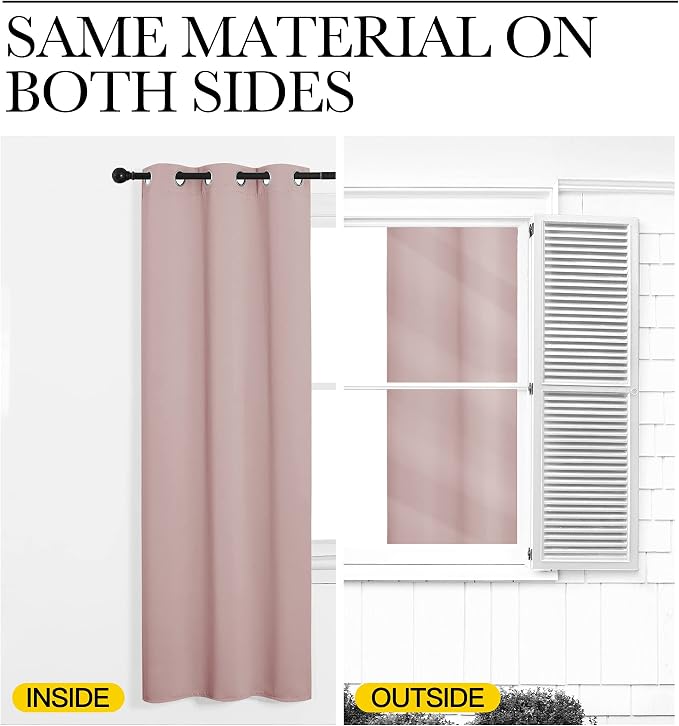 NICETOWN Modern Blackout Curtains Noise Reducing, Blush Pink, 2 Panels - Image 5