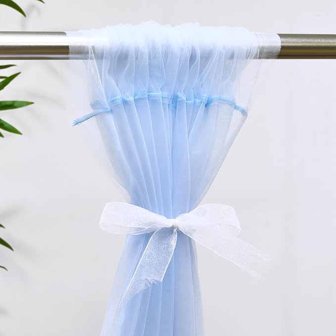 Baby Blue Sheer Backdrop Curtains - Image 8