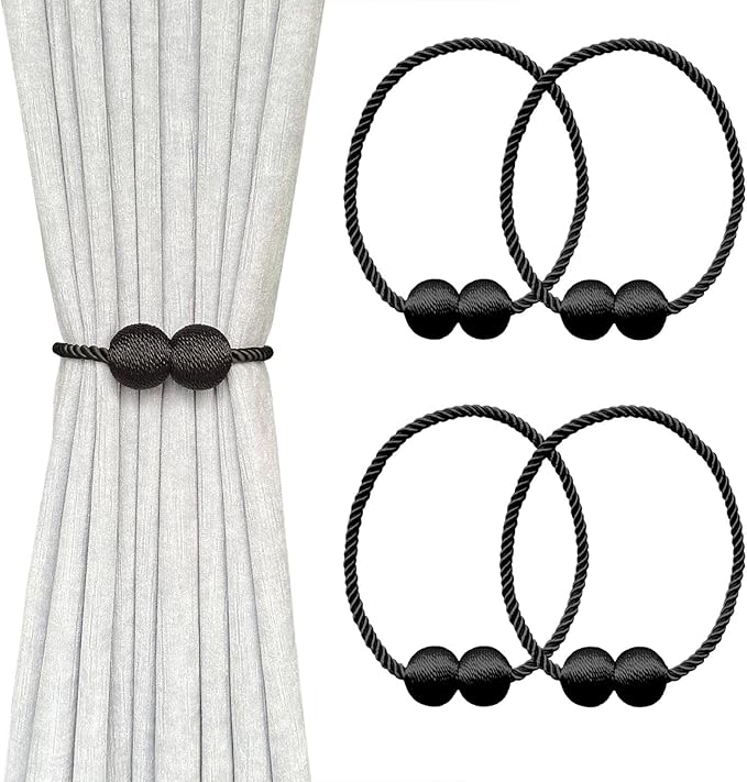 Melaluxe 4 Pack Magnetic Curtain Tiebacks, Decorative Curtain Holdbacks by Melaluxe