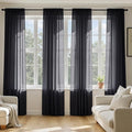 MIULEE Black Sheer Curtains 90 Inches Long, 4 Panels Set, Light Filtering by MIULEE