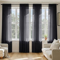 MIULEE Black Sheer Curtains 90 Inches Long, 4 Panels Set, Light Filtering by MIULEE