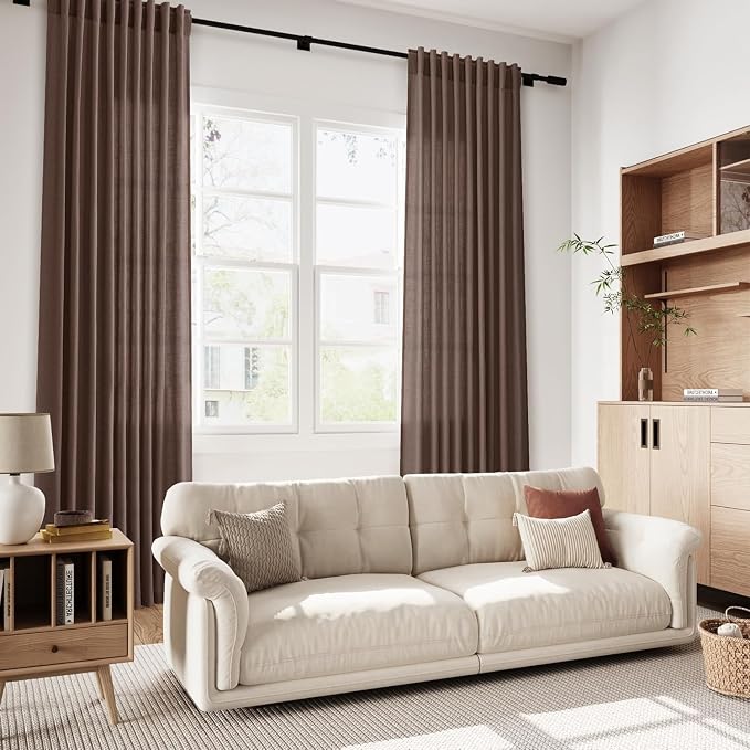 Cappuccino Linen Curtains 132 Inch Length - Image 7
