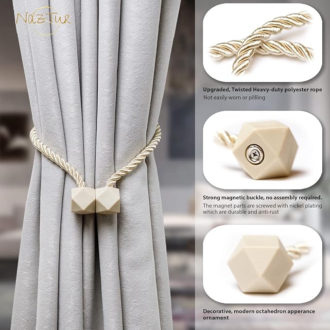 NazTur Magnetic Curtain Tiebacks- Upgrade 2022 - Image 2