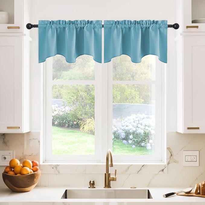 NICETOWN 2 Panels Window Valances Farmhouse 42 x 18 inch Long Window Treatment by NICETOWN